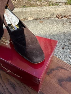 Salvatore Ferragamo Maurizia Brown Suede Heels Pumps Size 5B - Thumbnail 4