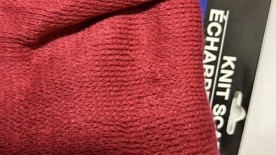 Lot of 2 New Knit Scarves Black + Red 100% Acrylic Fringed Winter Bundle - Thumbnail 5