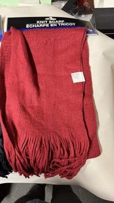 Lot of 2 New Knit Scarves Black + Red 100% Acrylic Fringed Winter Bundle - Thumbnail 3