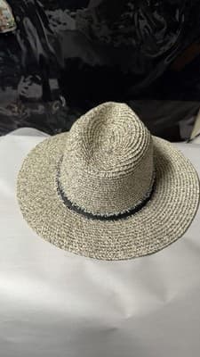 Woven Straw Fedora Hat Lightweight Summer One Size Natural Color - Thumbnail 3