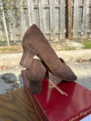Salvatore Ferragamo Maurizia Brown Suede Heels Pumps Size 5B - Thumbnail 7
