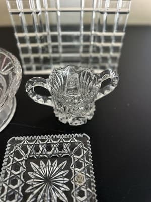 Lot of 5 Cut Glass Crystal Dishes – Poland & W Germany Vintage Candy Trays - Thumbnail 8