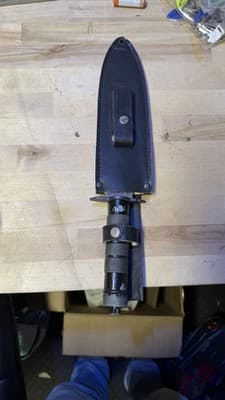 Large Tactical Survival Bowie Knife Stainless Taiwan w/ Sheath 14in - Thumbnail 9