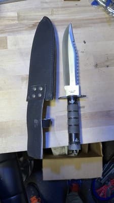 Large Tactical Survival Bowie Knife Stainless Taiwan w/ Sheath 14in
