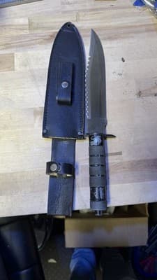 Large Tactical Survival Bowie Knife Stainless Taiwan w/ Sheath 14in - Thumbnail 3