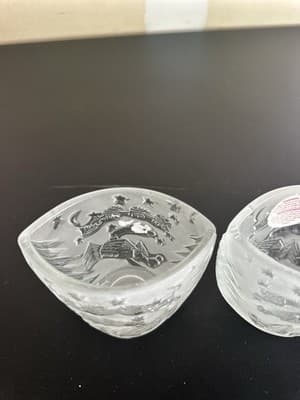 Christmas Oval Frosted Glass Votive Candle Holder Santa & Reindeer Flying - Thumbnail 6