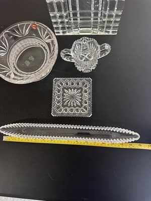 Lot of 5 Cut Glass Crystal Dishes – Poland & W Germany Vintage Candy Trays - Thumbnail 12