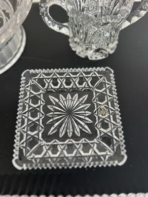 Lot of 5 Cut Glass Crystal Dishes – Poland & W Germany Vintage Candy Trays - Thumbnail 7