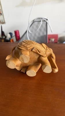 Hand Carved Wooden Elephant Figurine Detailed Indian Style 5” Decor - Thumbnail 7