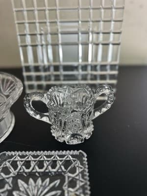 Lot of 5 Cut Glass Crystal Dishes – Poland & W Germany Vintage Candy Trays - Thumbnail 9
