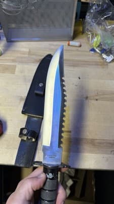 Large Tactical Survival Bowie Knife Stainless Taiwan w/ Sheath 14in - Thumbnail 6