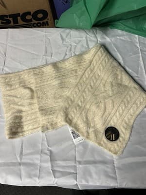 Superdry Cream Cable Knit Scarf Wool Blend One Size New With Tags