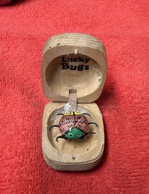 Lucky Bugs Wooden Box with Ladybug Figurine | Handcrafted Trinket Box