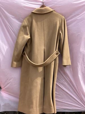 Bill Blass Wool Blend Coat Women Long Camel Double Breasted Classic Vintage - Thumbnail 7