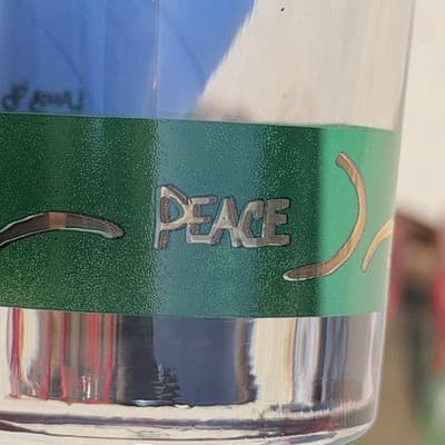 Vintage Shot Glass Set 3 Peace Red Green Barware - Thumbnail 8