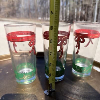 Vintage Shot Glass Set 3 Peace Red Green Barware - Thumbnail 3