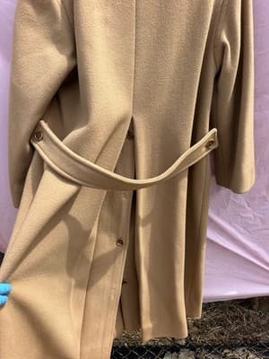 Bill Blass Wool Blend Coat Women Long Camel Double Breasted Classic Vintage - Thumbnail 8