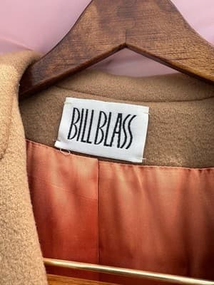Bill Blass Wool Blend Coat Women Long Camel Double Breasted Classic Vintage - Thumbnail 4