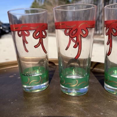 Vintage Shot Glass Set 3 Peace Red Green Barware - Thumbnail 4