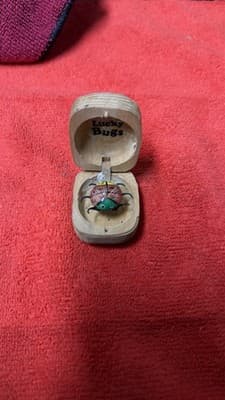 Lucky Bugs Wooden Box with Ladybug Figurine | Handcrafted Trinket Box - Thumbnail 2