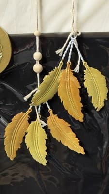 Large Metal Dream Catcher Wall Hanging Gold Feathers Boho Decor 30” Long - Thumbnail 5