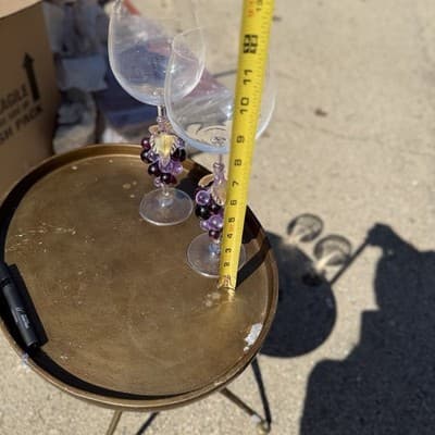 Vintage Wine Glasses Grape Stem Set of 2 - Thumbnail 5