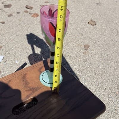 Kosta Bodą Hand Painted Wine Glass Floral Tulip Pink Stemware Art Glass - Thumbnail 3
