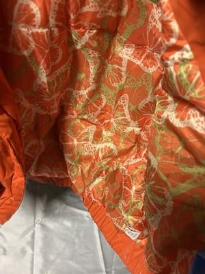 Vintage Orange Cropped Jacket Floral Lining Snap Button Women Size L - Thumbnail 2