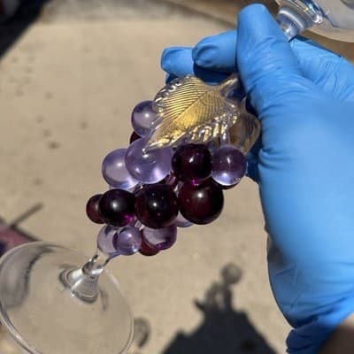 Vintage Wine Glasses Grape Stem Set of 2 - Thumbnail 8