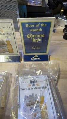 Lot of 9 Vintage Bar Acrylic Tabletop Signs - Corona Light & Seagram - Thumbnail 7