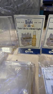 Lot of 9 Vintage Bar Acrylic Tabletop Signs - Corona Light & Seagram - Thumbnail 4