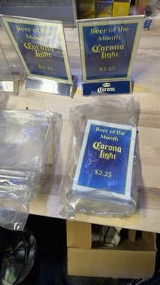 Lot of 9 Vintage Bar Acrylic Tabletop Signs - Corona Light & Seagram - Thumbnail 8