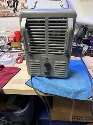 Portable Electric Space Heater 1500W Fan 1300W Thermostat Metal Gray