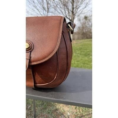 Rare Vintage Salvatore Ferragamo Brown Leather Crossbody Saddle Bag Italy - Thumbnail 6
