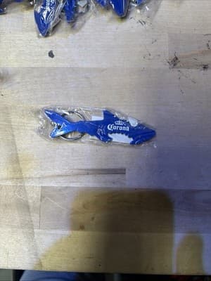 Corona Beer Blue Metal SHARK Bottle Opener/Keychain NEW SEALED - Thumbnail 3