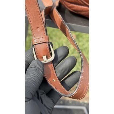 Rare Vintage Salvatore Ferragamo Brown Leather Crossbody Saddle Bag Italy - Thumbnail 12