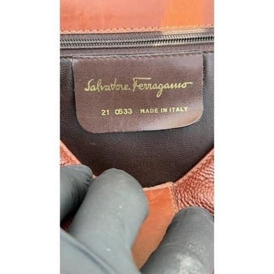 Rare Vintage Salvatore Ferragamo Brown Leather Crossbody Saddle Bag Italy - Thumbnail 3