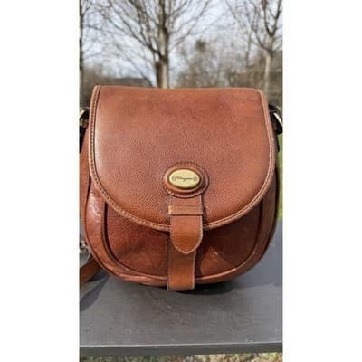 Rare Vintage Salvatore Ferragamo Brown Leather Crossbody Saddle Bag Italy