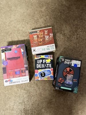 Drinking Games Party Set – Shot Games, Tic Tac Toe, Debate Game – 4 Games Bundle