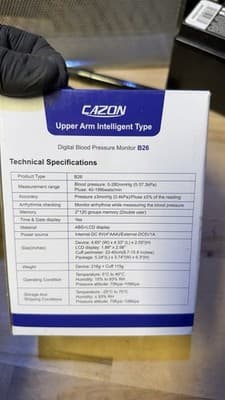 CAZON B26 Upper Arm Digital Blood Pressure Monitor w/ Cuff USB Cable Box - Thumbnail 2