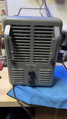 Portable Electric Space Heater 1500W Fan 1300W Thermostat Metal Gray - Thumbnail 4