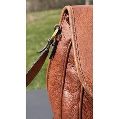 Rare Vintage Salvatore Ferragamo Brown Leather Crossbody Saddle Bag Italy - Thumbnail 9