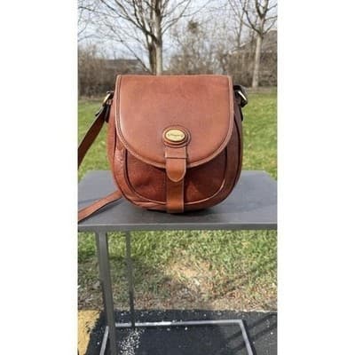 Rare Vintage Salvatore Ferragamo Brown Leather Crossbody Saddle Bag Italy - Thumbnail 5