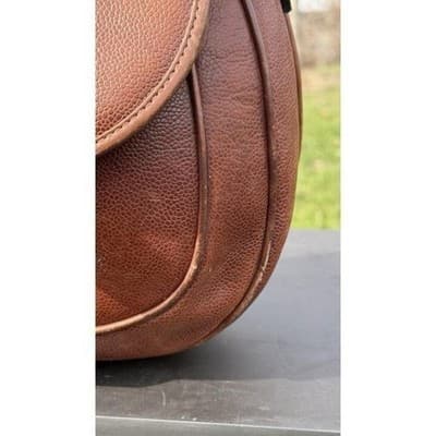 Rare Vintage Salvatore Ferragamo Brown Leather Crossbody Saddle Bag Italy - Thumbnail 7
