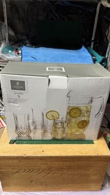 Gibson Home Jewelite 5 Pc Glass Pitcher & Tumbler Set 1.7 Qt