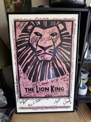 The Lion King Broadway Musical Poster – Signed by Cast – Framed Collectible