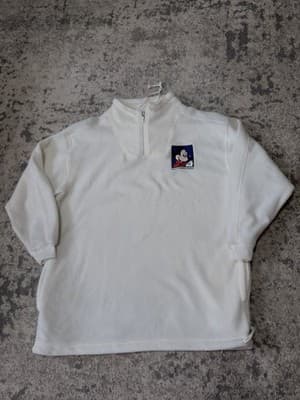 Vintage Disney Mickey Mouse Fleece Pullover Quarter Zip White Size S