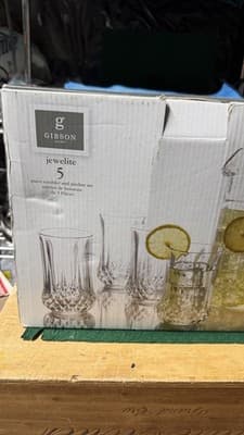 Gibson Home Jewelite 5 Pc Glass Pitcher & Tumbler Set 1.7 Qt - Thumbnail 3