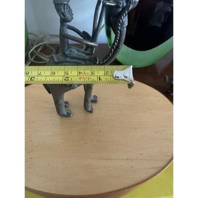 Vintage Bronze Camel Rider Figurine – Tribal Style Metal Sculpture – 5" x 4" - Thumbnail 13