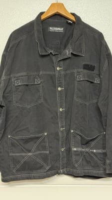 Pelle Pelle Ultra Blue Black Denim Jacket 4XL Vintage Hip Hop - Thumbnail 15